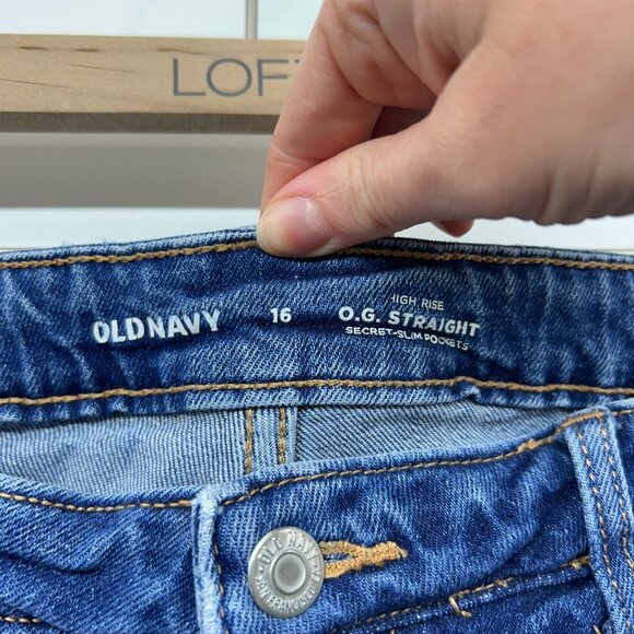 Old Navy Button Fly High Waist High Rise OG Straight Leg Jeans Plus Size 16 - Picture 7 of 7